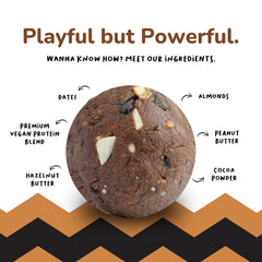 Cocoa Hazelnut protein balls ingredients – hazelnuts, cocoa butter, dates, pea protein, rice protein