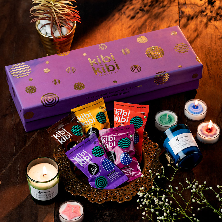 Festive Box (5 Packs Bliss Balls + 3 Aromatic Candles)